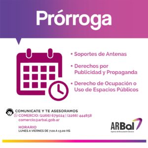 ARBAL PRORROGA EL VENCIMIENTO DEL DERECHO POR PUBLICIDAD Y PROPAGANDA