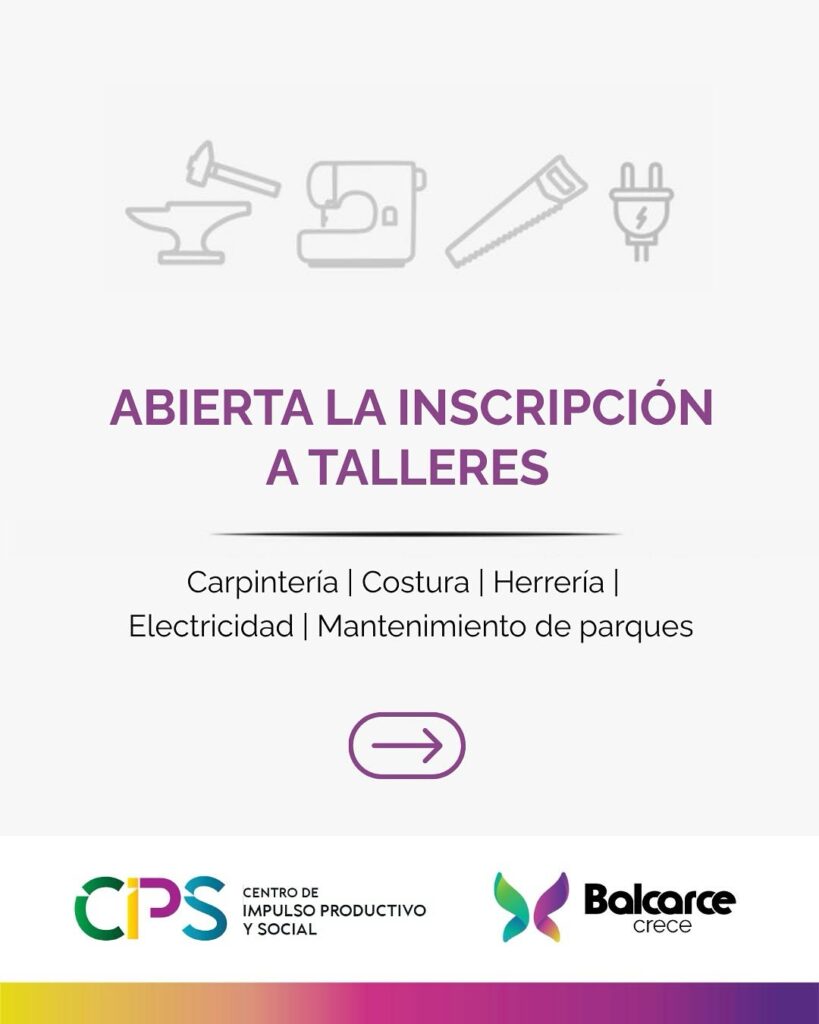 ESTÁ ABIERTA LA INSCRIPCIÓN A LOS TALLERES DEL CENTRO DE IMPULSO PRODUCTIVO Y SOCIAL