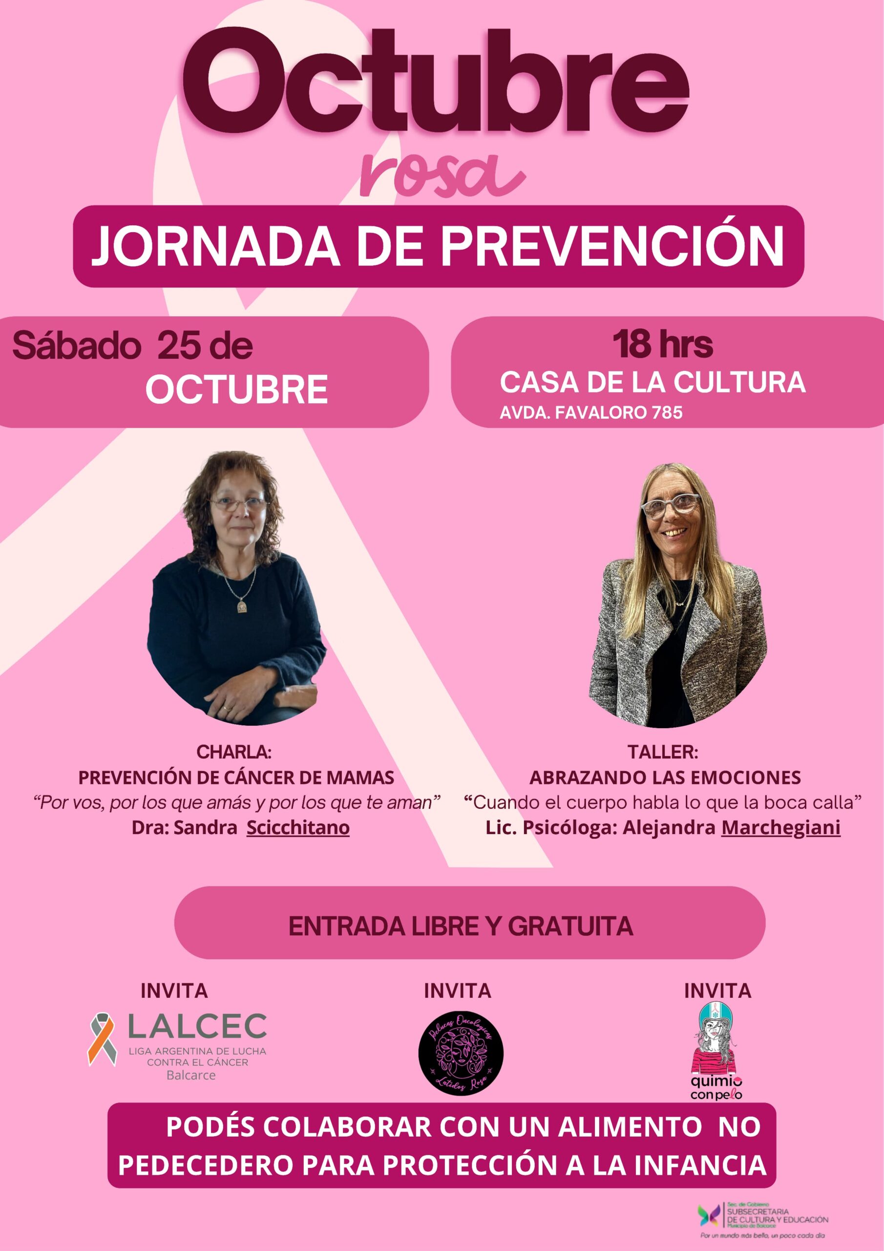 OCTUBRE ROSA: JORNADA DE PREVENCIÓN EN LA CASA DE LA CULTURA ...