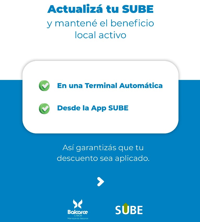 MANTENER ACTUALIZADA LA TARJETA SUBE FÍSICA ASEGURA LOS DESCUENTOS LOCALES